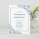 Moderne Hochzeitsfeier unter blauem Flor Einladung (Stehend Vorderseite)