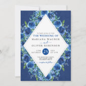 Moderne Hochzeitsfeier unter blauem Flor Einladung (Vorderseite)