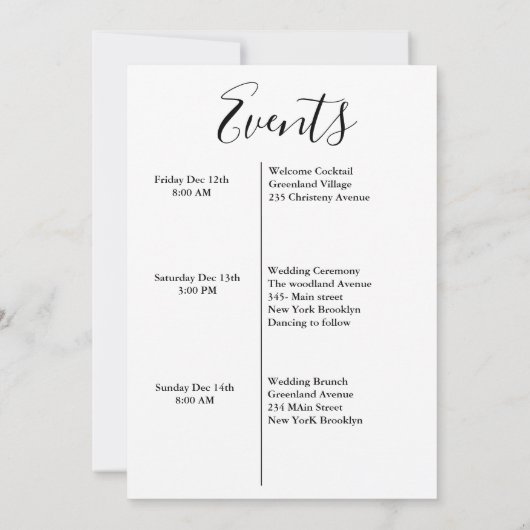 Moderne Hochzeitsfeier & Wochenende Ankündigung (Rückseite)