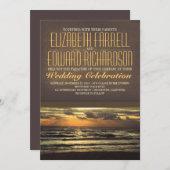 Moderne Hochzeitsfeiern am Strand mit Sonnenunterg Einladung (Vorne/Hinten)