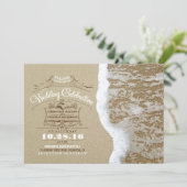 Moderne Hochzeitsfeiern am Strand - Sea Foam Sand Einladung (Stehend Vorderseite)