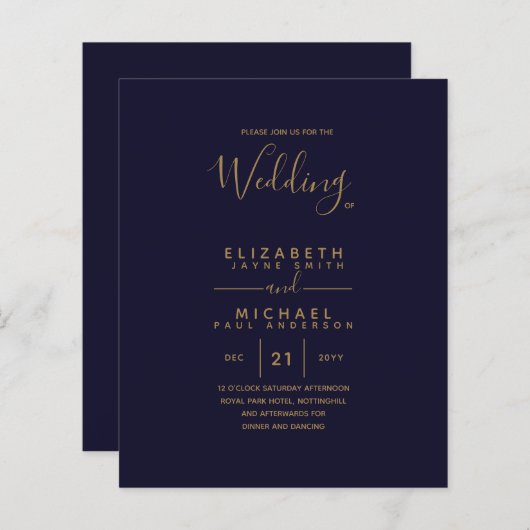 Moderne Hochzeitsfeiern mit blauem Gold (Vorne/Hinten)