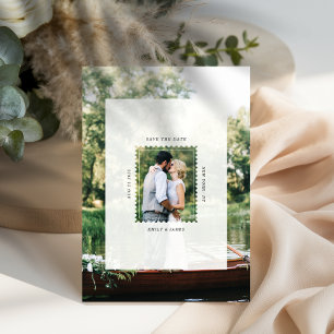 Moderne Hochzeitsfoto im Briefmarkenformat Save The Date