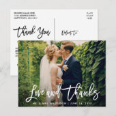 Moderne Hochzeitsfoto-Liebe und Dankbarkeit Brush- Postkarte (Vorne/Hinten)