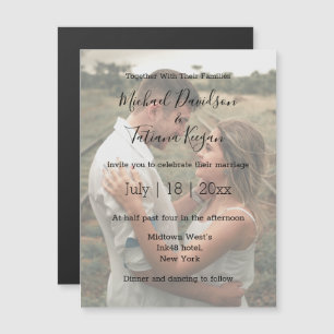 moderne Hochzeitsfoto-Overlay-Einladungsmagnet Magnetkarte