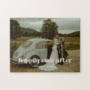 Moderne Hochzeitsfoto-Personalisierte Namen-Holzpu Puzzle