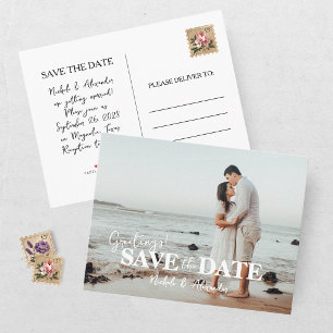 Moderne Hochzeitsfoto-Save-the-Date-Karte Ankündigungspostkarte