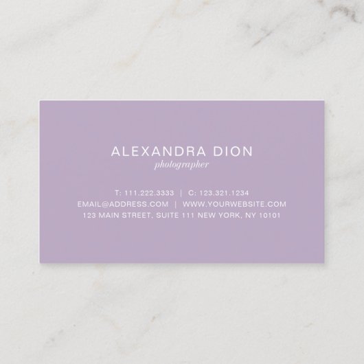 Moderne Hochzeitsfotografie mit elegantem Foto Visitenkarte (Rückseite)