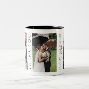 Moderne Hochzeitsfotos Danke Zweifarbige Tasse