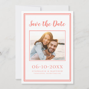 Moderne Hochzeitsfotos Einfache Verlobung Koralle  Save The Date