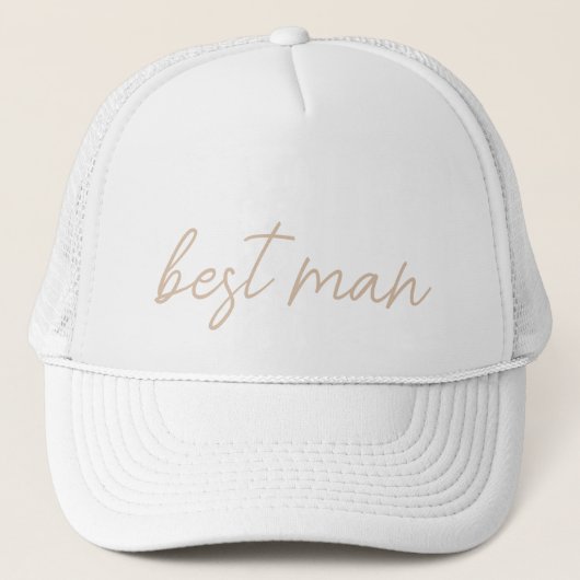 Moderne Hochzeitsgesellschaft | Beige Schrift Truckerkappe (Vorderseite)