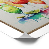 Moderne Hochzeitsgetränk Menü Cocktails Abbildung Poster (Ecke)