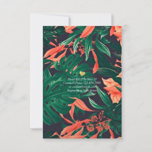 Moderne Hochzeitsgetränke und Verheiratete tropisc Einladung (Rückseite)