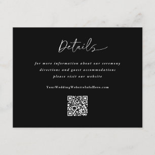 Moderne Hochzeitshandschrift schwarzer Details QR- Begleitkarte