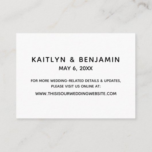 Moderne Hochzeitsheime mit Lässiger Handschrift Begleitkarte (Rückseite)