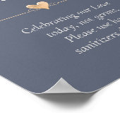 Moderne Hochzeitsherz-Sanierungsstation Navy Blue Poster (Ecke)