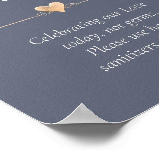 Moderne Hochzeitsherz-Sanierungsstation Navy Blue Poster (Ecke)