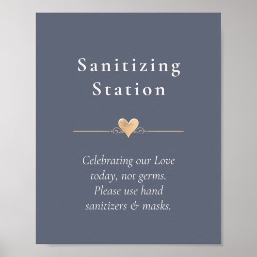 Moderne Hochzeitsherz-Sanierungsstation Navy Blue Poster (Vorne)