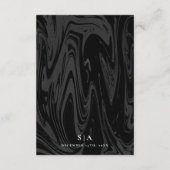 Moderne Hochzeitsinformationen aus schwarzem Marmo Begleitkarte (Rückseite)