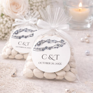 Moderne Hochzeitsinitialen Monogramm Elegant Perle Runder Aufkleber