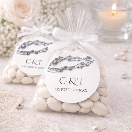 Moderne Hochzeitsinitialen Monogramm Elegant Perle Runder Aufkleber