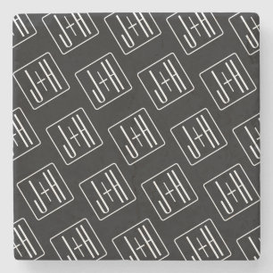 Moderne Hochzeitsinitialen Muster   Schwarz & Weiß Steinuntersetzer
