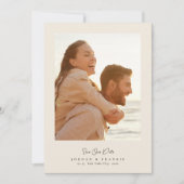 moderne Hochzeitskalligrafie mit 5 Fotos Save The Date (Vorderseite)