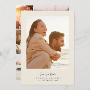 moderne Hochzeitskalligrafie mit 5 Fotos Save The Date