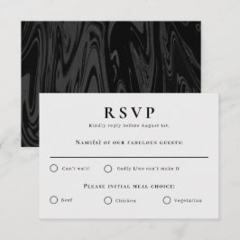 Moderne Hochzeitskarte aus schwarzem Marmor RSVP Karte