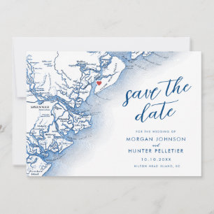 Moderne Hochzeitskarte der Insel Hilton Head SC Save The Date