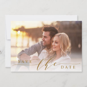 Moderne Hochzeitskarte für Foto Gold Save the Date