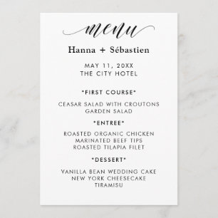 Moderne Hochzeitskarte Menükarte