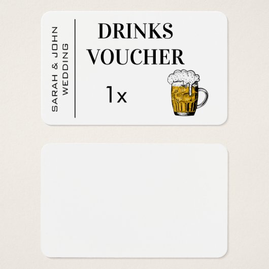 Moderne Hochzeitskarte mit kostenfreiem Drink Busi (Vorne & Hinten)