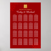 Moderne Hochzeitskarte mit roter Blüte Poster (Vorne)