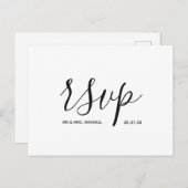 Moderne Hochzeitskarte Rsvp schwarz und weiß Ankündigungspostkarte (Vorne/Hinten)