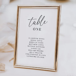 Moderne Hochzeitskarten mit Namen für die Tischnum Ankündigung