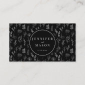 Moderne Hochzeitskarten mit schwarzem Blütenmuster Begleitkarte (Rückseite)