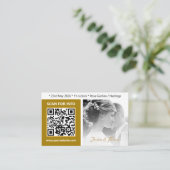Moderne Hochzeitskarten, QR-Code, Foto, Gold Visitenkarte (Stehend Vorderseite)