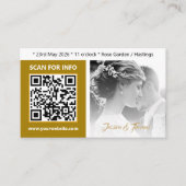 Moderne Hochzeitskarten, QR-Code, Foto, Gold Visitenkarte (Vorderseite)