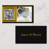 Moderne Hochzeitskarten, QR-Code, Foto, Schwarz Visitenkarte (Vorne/Hinten)