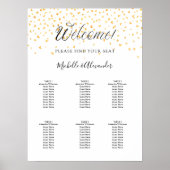 Moderne Hochzeitskizze mit weißem Gold 6 Sitzplätz Poster (Vorne)
