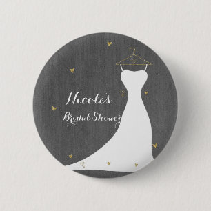 Moderne Hochzeitskleid & Goldene Herzen Junggesell Button