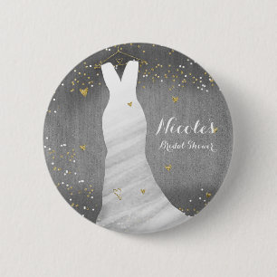 Moderne Hochzeitskleid Konfetti Herzen Brautparty Button