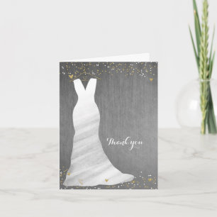 Moderne Hochzeitskleid Konfetti Herzen Brautparty Dankeskarte