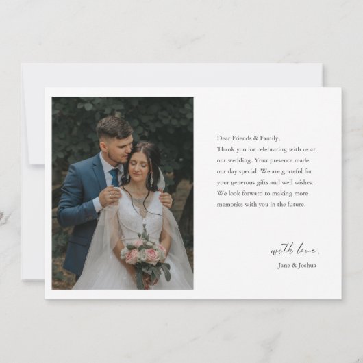 Moderne Hochzeitslandschaft mit einfachem Script-F Dankeskarte (Rückseite)