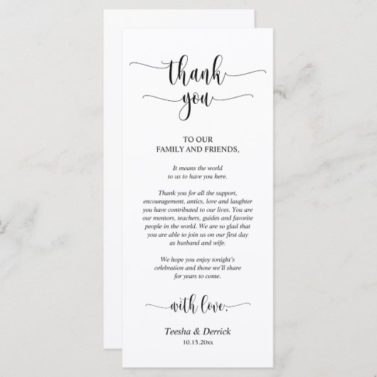 Moderne Hochzeitsmahlzeit - Ort zum Dank Prog Programm (Vorne/Hinten)