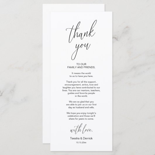 Moderne Hochzeitsmahlzeiten dank Karte (Vorne/Hinten)