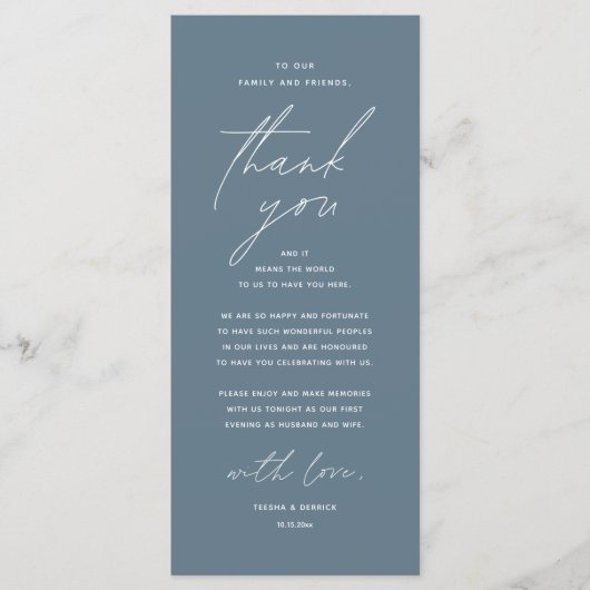 Moderne Hochzeitsmahlzeiten dank Karte (Vorderseite)