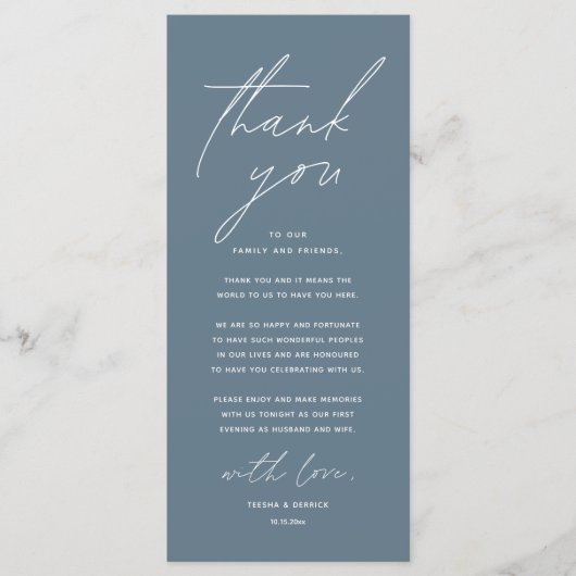 Moderne Hochzeitsmahlzeiten dank Karte (Vorderseite)