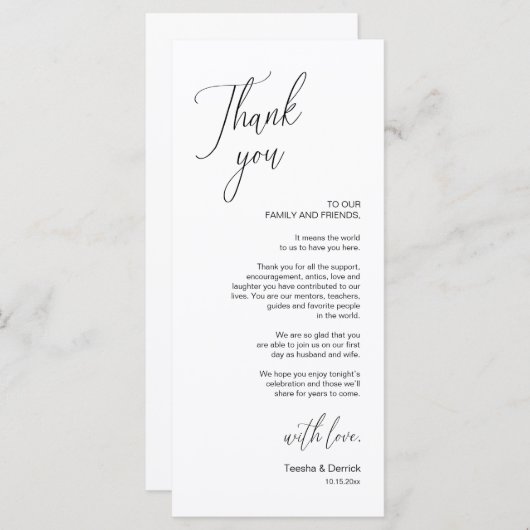 Moderne Hochzeitsmahlzeiten dank Karte (Vorne/Hinten)